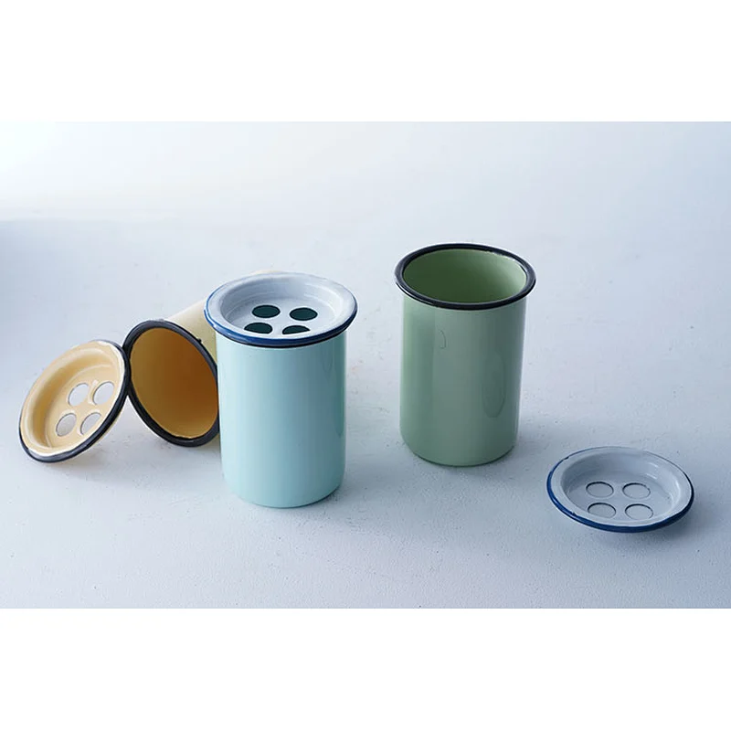 Wholesale good quality colorful carbon steel enamel water milk coffee tea cup custom logo with tea infuser