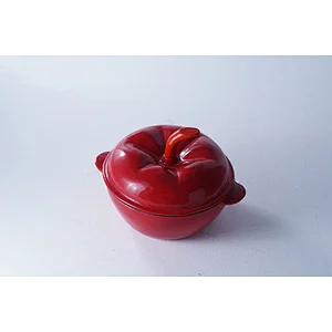 Hot sale cheap price OEM OEM cookware food safty material lovely potato design red cast iron enamel soup pot with handle lid