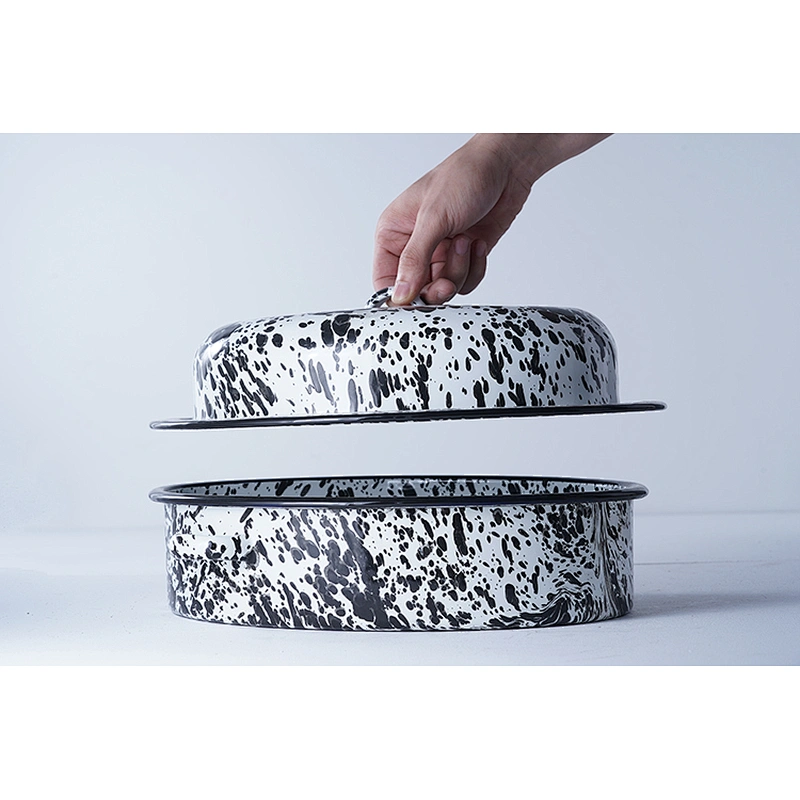 High quality cheap price OEM ODM special spot pattern carbon steel enamel chicken roaster pan for cooking