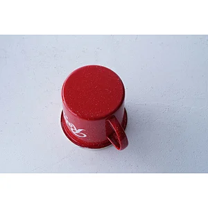 Promotional letter printing body red fashionable durable carbon steel enamel coffee cup beer mug accept custom logo