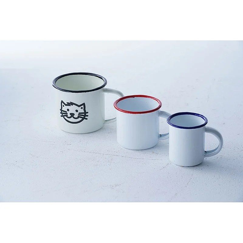 Hot sale OEM ODM cartoon printing body multiple design colorful frame metal carbon steel enamel coffee cup set