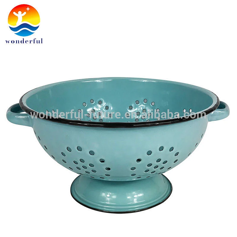 Kitchen enamel fruit basket&vegetable mesh strainer