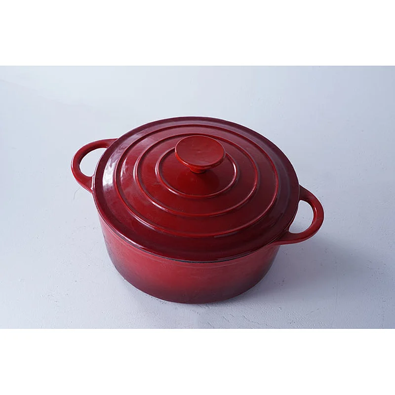 Professional kitchen cookware supplier classic design household red round cast iron enamel pot with lid for cooking