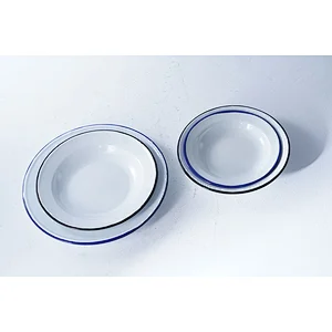 Wholesale accept custom logo multiple sizes available white round classic design carbon steel enamel serving dishes plates