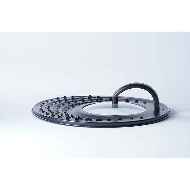 Wholesale accept custom logo professional universal cookware black grey single glass aluminium pot lid for cooking