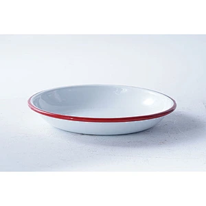 Hot sale high quality classic design white round multiple sizes carbon steel enamel camping dishes plate sets