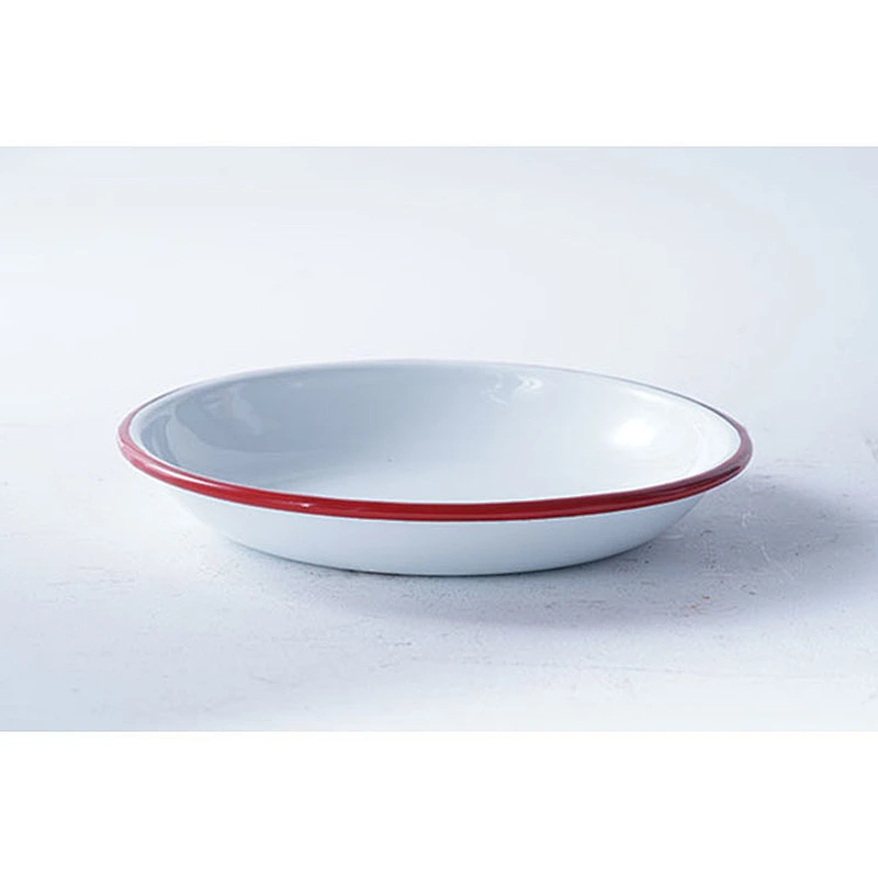 Hot sale high quality classic design white round multiple sizes carbon steel enamel camping dishes plate sets