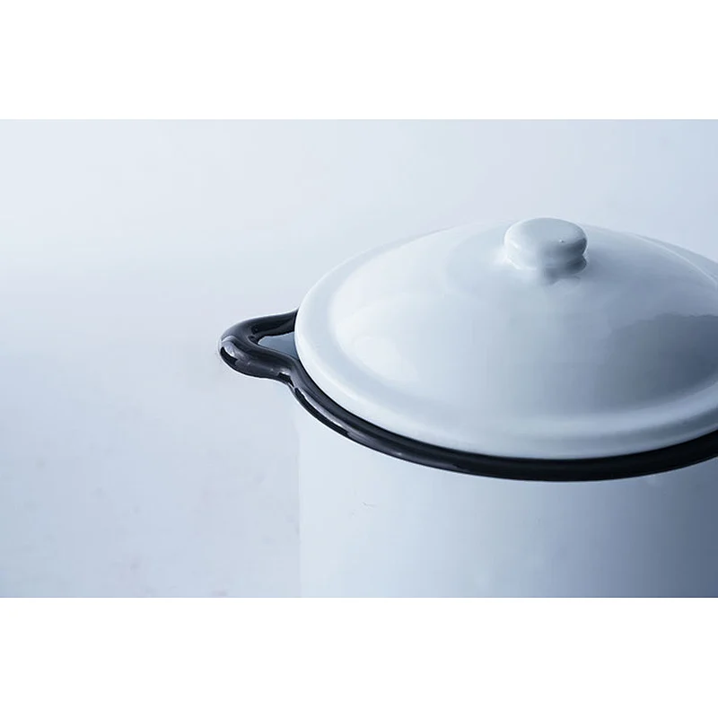 Wholesale household school office classic white round carbon steel enamel water coffee tea milk cup high quality with lid