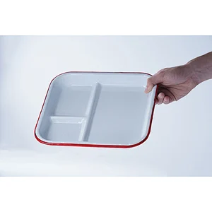 Household restaurant hotel school multifunction carbon steel enamel square kids divided dinner dishes plate white