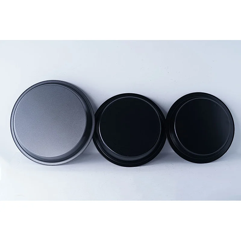 Hot sale commercial round black grey multiple sizes available carbon steel non stick coating pie baking tray oven set