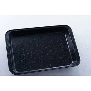 Hot sale good quality black shallow bottom universal carbon steel non-stick bakewares oven safe bake tray