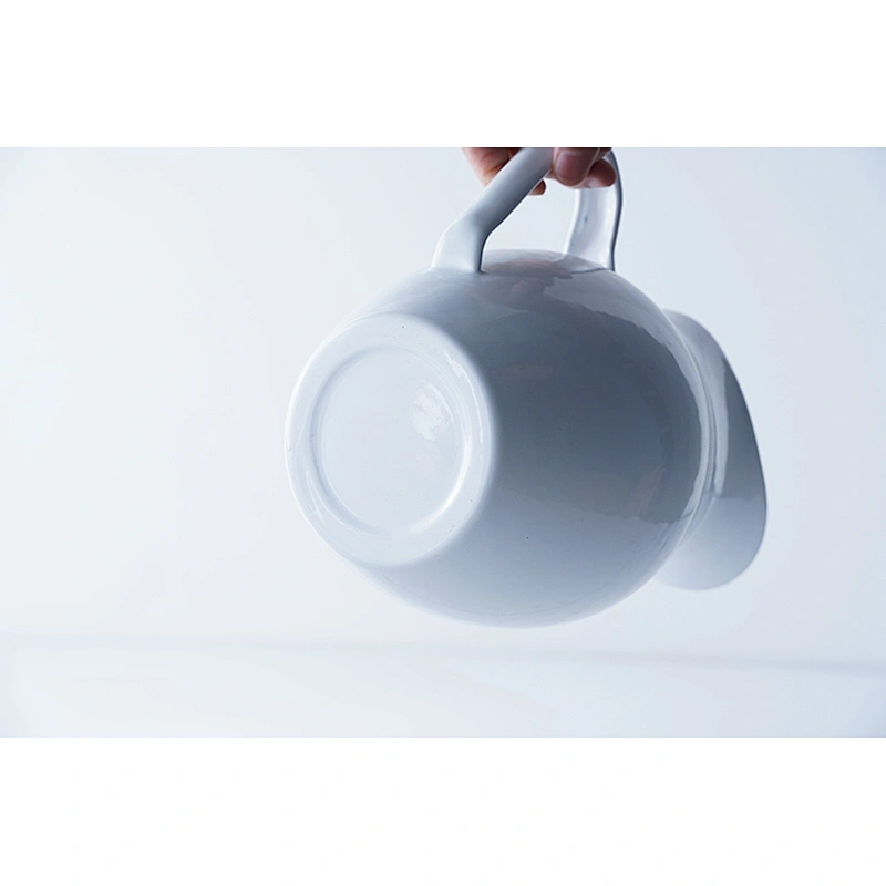 Hot sale elegant design pure white oblique mouh carbon steel enamel coffee tea water kettle with single handle