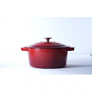 Wholesale high quality cookware OEM ODM available red cast iron enamel pot with insulation pads for cooking
