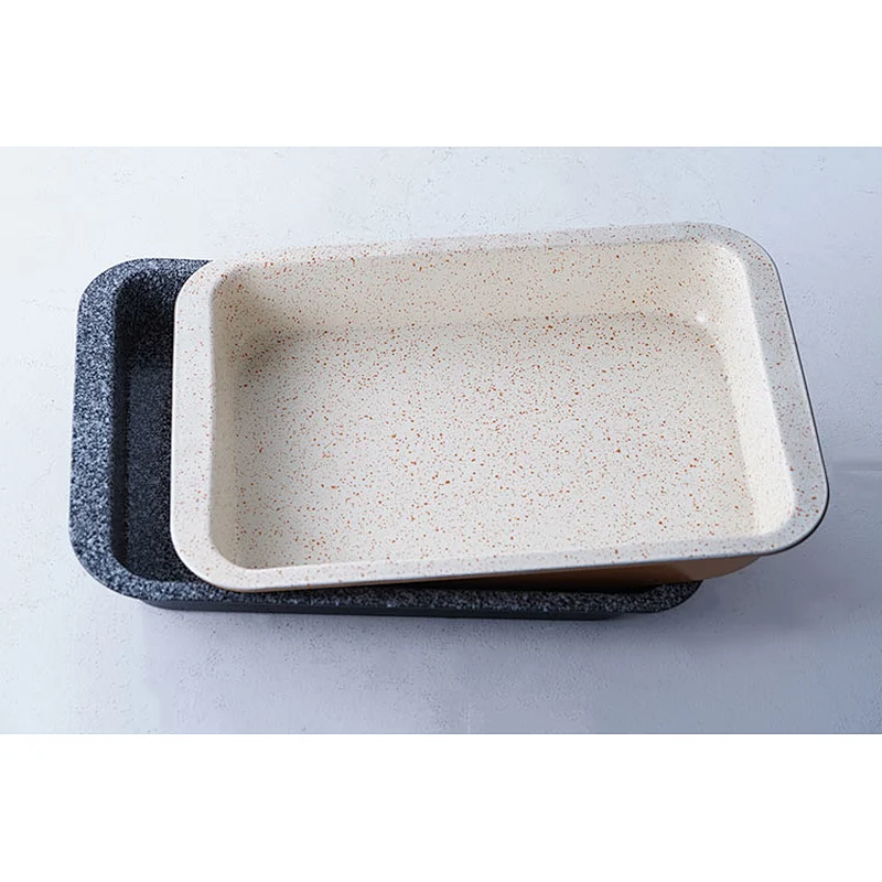 Hot sale kitchen modern bakeware grey gold rectangular carbon steel non stick coating ovenware oven baking tray