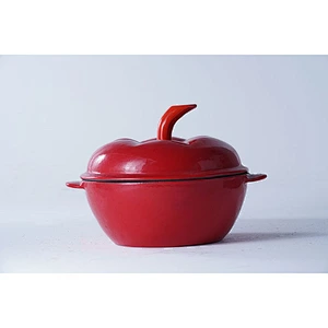 Hot sale cheap price OEM OEM cookware food safty material lovely potato design red cast iron enamel soup pot with handle lid