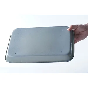 Professional OEM ODM rectangular shallow flat bottom big capacity carbon steel enamel plates serving dishes white