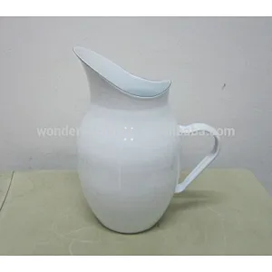 enamel pitcher, white enamel jug ,Carbon steel enamel kettle, enamel pot, white enamel cookware