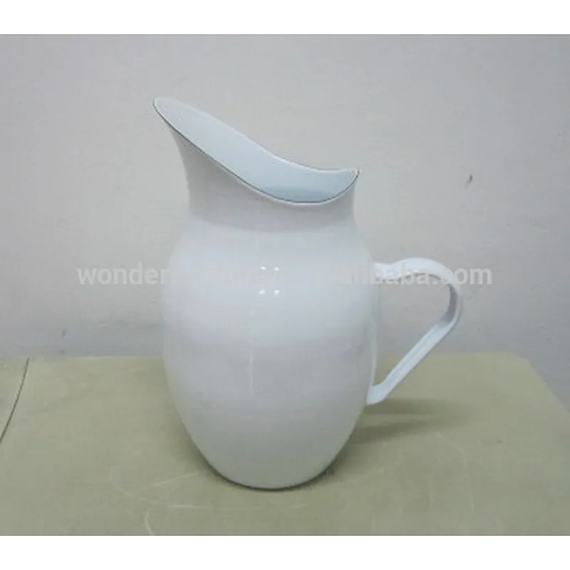 enamel pitcher, white enamel jug ,Carbon steel enamel kettle, enamel pot, white enamel cookware