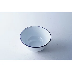 Hot sale accept customized logo white minimalist large carbon steel enamel rice bowl for restaurant
