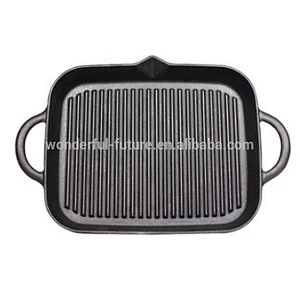 cast iron preseasoned fry pan, skillet set,sizzler plate with birch wood,frying pan with wooden base