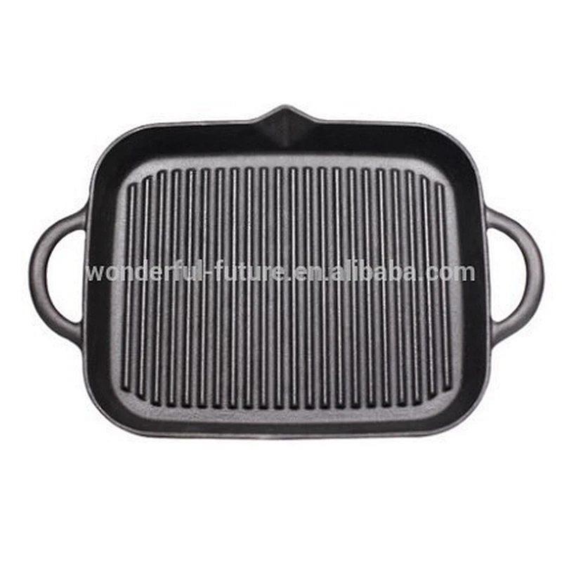 cast iron preseasoned fry pan, skillet set,sizzler plate with birch wood,frying pan with wooden base
