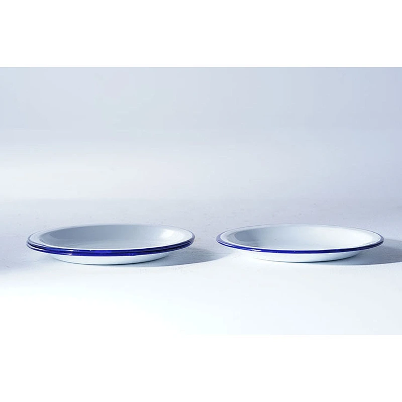 Hot sale OEM custom sign multiple sizes available carbon steel enamel serving plate metal dinner pattern dishes set