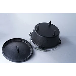 Good quality camping open flame available steel hook three legs round black cast iron pre-seasoned dutch oven pot set