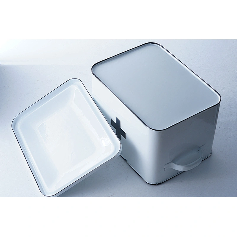 Hot sale OEM ODM multifunctional white rectangle large capacity carbon steel enamel water kettle with one side handle