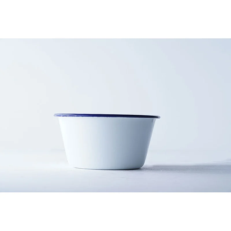 Hot sale household classic multiple sizes white round big capacity multifunction metal carbon steel enamel bowl sets