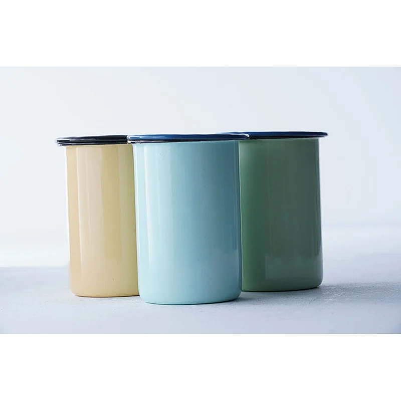 Wholesale good quality colorful carbon steel enamel water milk coffee tea cup custom logo with tea infuser