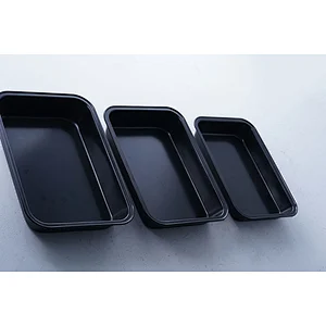 Wholesale black rectangular multiple sizes available carbon steel non stick coating bakeware nonstick pan cake tray baking set