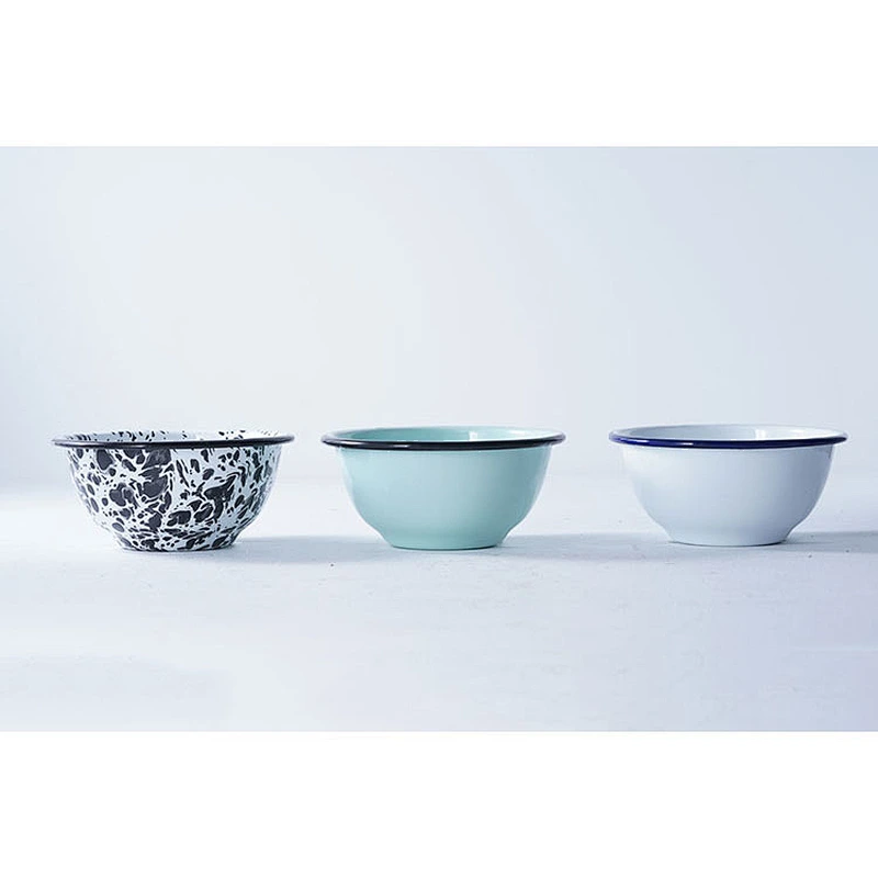 Wholesale classic household customized colorful design carbon steel enamel round storage soup bowl set