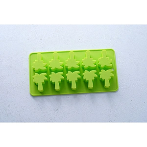 Wholesale safe material high temperature resistance green coconut tree shape silicone ice chocolate pudding cake baking molds