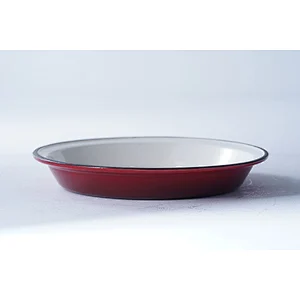 Professional tableware supplier OEM ODM red round lightweight heat resistant cast iron enamelled fry pan