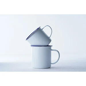 Professional kitchenware supplier accept custom logo white no lid metal carbon steel enamel-coated round cup set