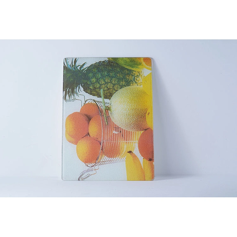 Wholesale good quality cheap price kitchen tools rectangular fruit printed tempered glass chopping board cutting boards