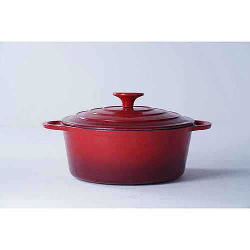 Professional kitchen cookware supplier classic design household red round cast iron enamel pot with lid for cooking