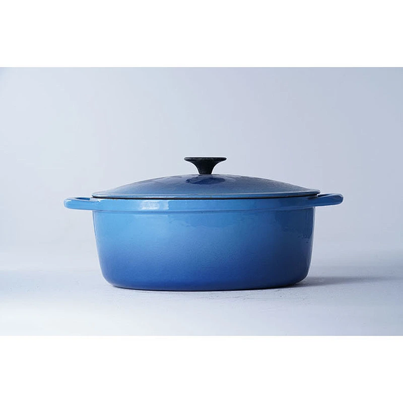 Cheap price OEM ODM available kitchen gas induction blue oval cast iron enamel cookware stock soup pot