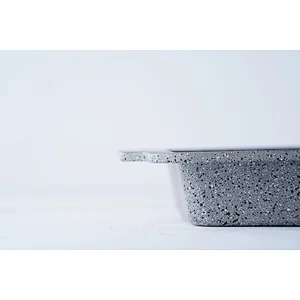 Hot sale household commercial grey carbon steel non stick coating oven tray bakeware cake pie baking trays with two side handles