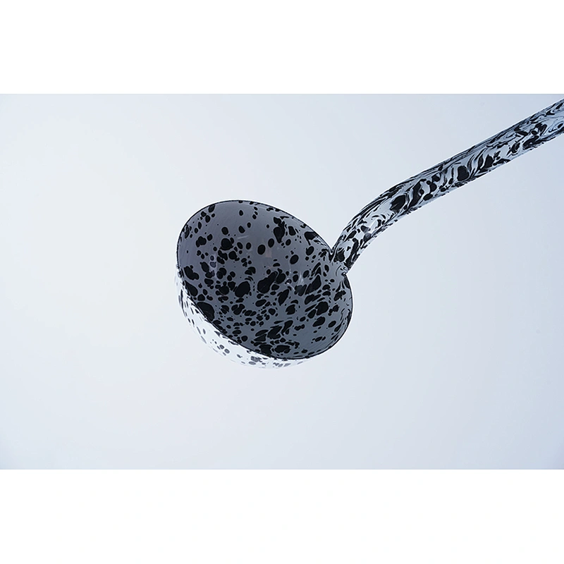 Wholesale OEM good quality dinnerware custom design carbon steel enamel filter spoon soup spoon set with long handle