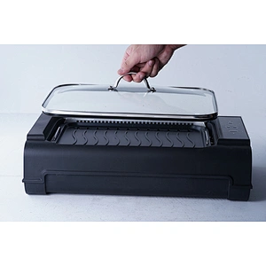 Wholesale OEM ODM black rapid heating safe material household small electric frying pan bbq grills with lid