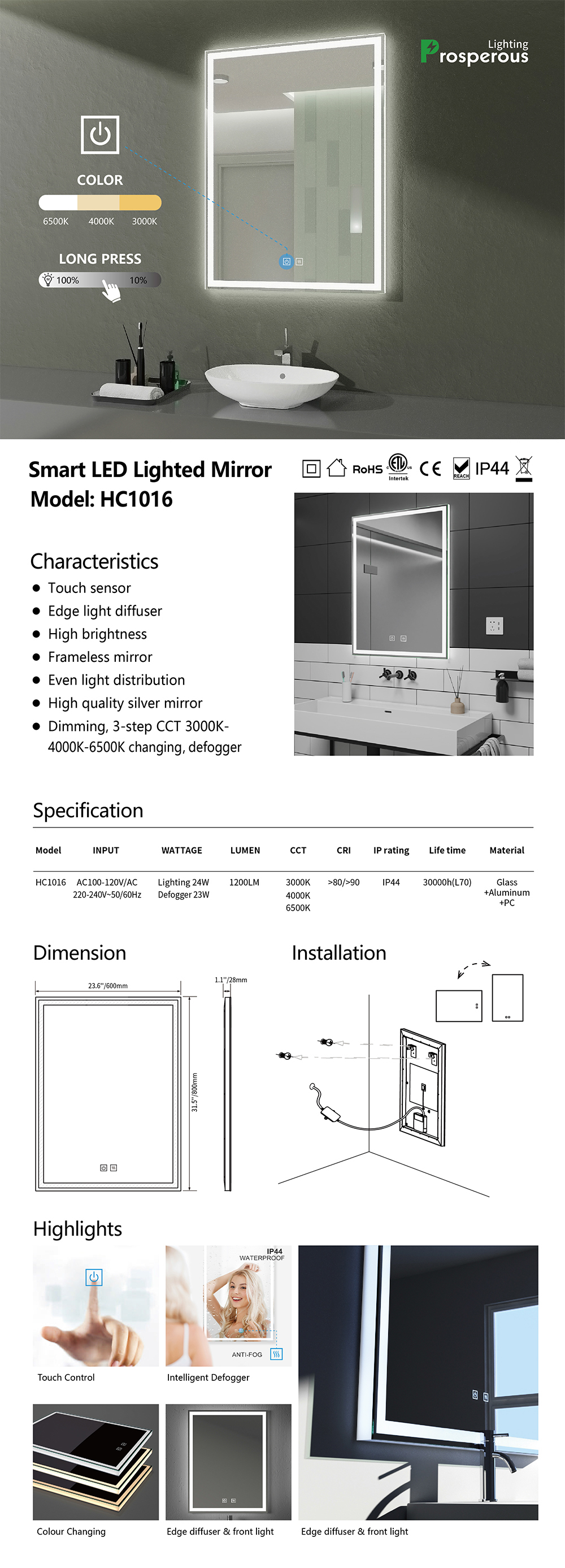 backlit led illuminated bathroom mirror supplier
