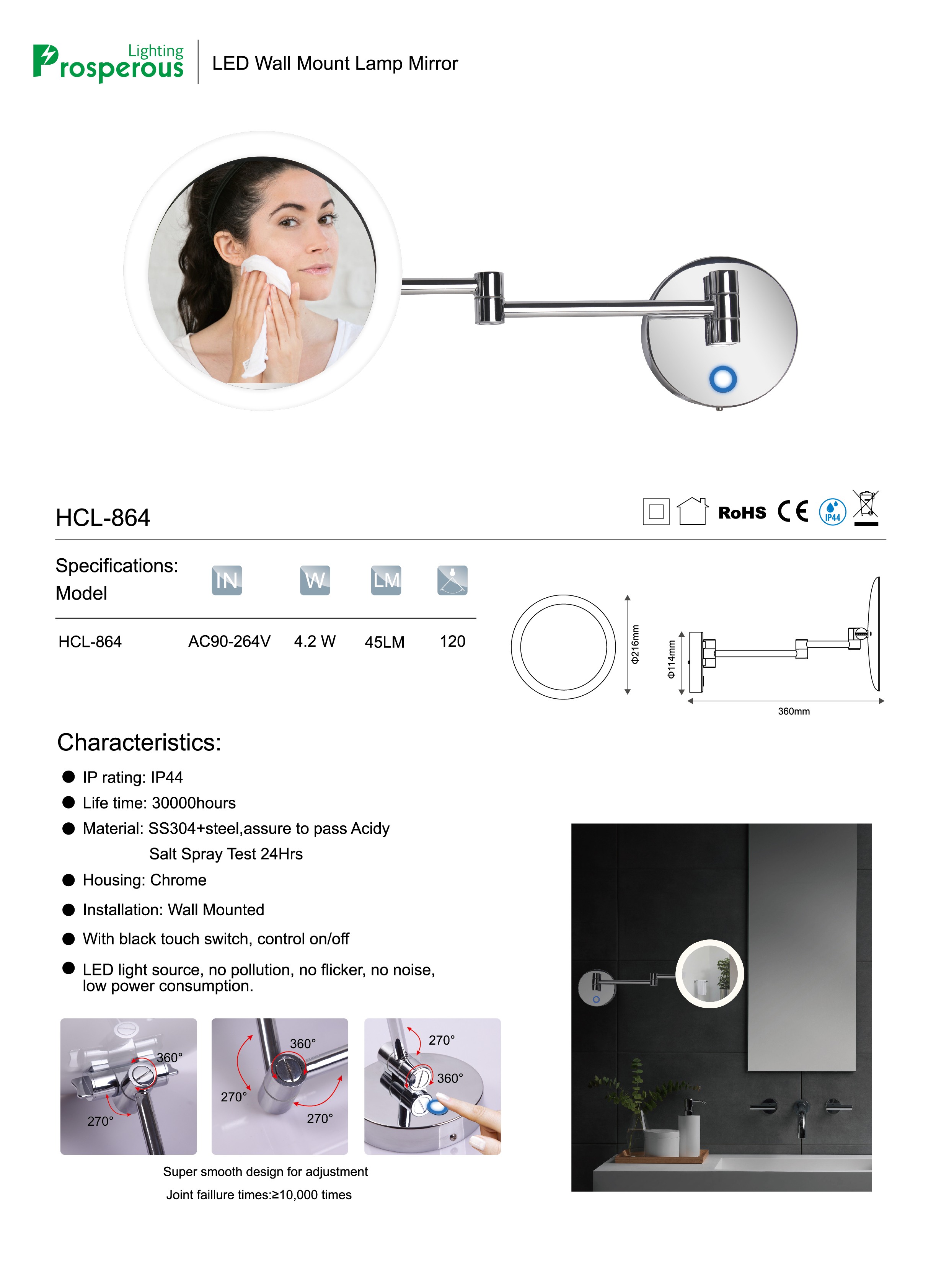 extendable wall mount makeup mirror supplier