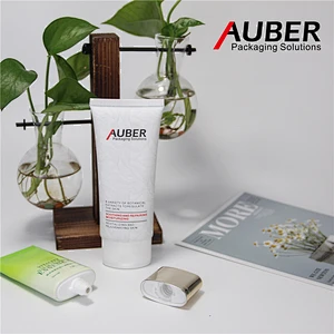 White text paper oval PE tubes with transparent flip top cap