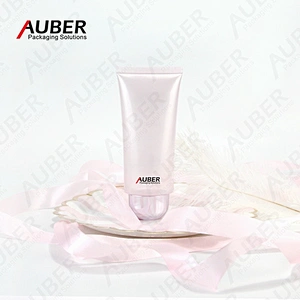 Pink pearled oval plastic squeeze tubes
