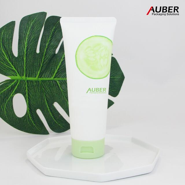 Fresh cucumber plastic squeeze tubes with green flip top cap
