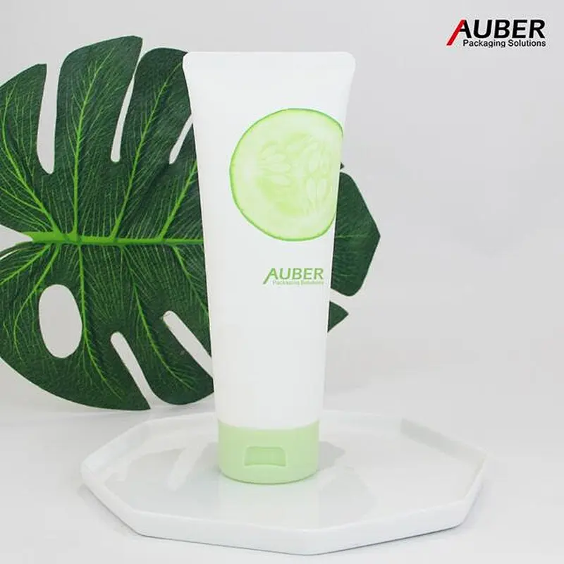 Fresh cucumber plastic squeeze tubes with green flip top cap