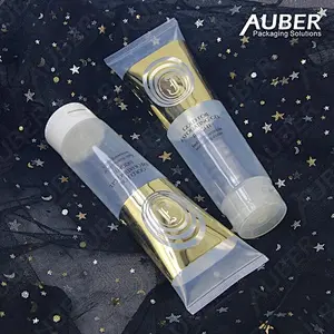 Gold hot stamping transparent PE tube with flip top cap