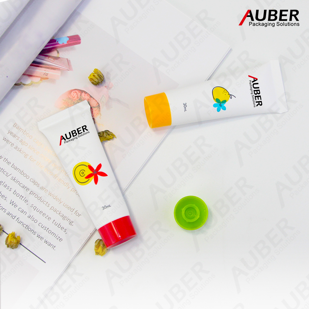 Plastic squeeze tubes with colored screw on cap