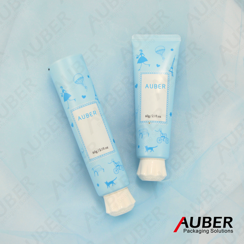 Blue full page printing with white screw on cap